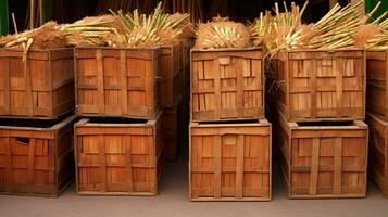 vers geplukt suikerstok fruit van tuin geplaatst in de dozen. generatief ai foto