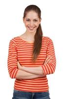 vrolijk meisje in een gestreept t-shirt foto