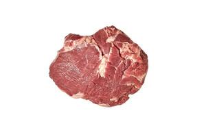 vers rauw rundvlees steak geïsoleerd Aan wit achtergrond, top visie. foto