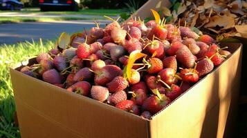 vers geplukt gowok fruit van tuin geplaatst in de dozen. generatief ai foto