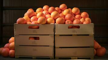 vers geplukt druif fruit van tuin geplaatst in de dozen. generatief ai foto