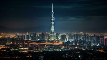 nacht visie van torre Latijns-Amerikaans. generatief ai foto