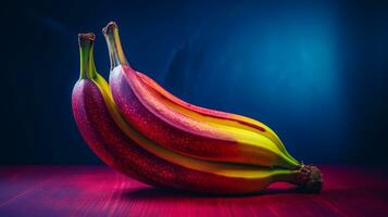 foto van weegbree fruit voor de helft tegen een kleurrijk abstract achtergrond. generatief ai