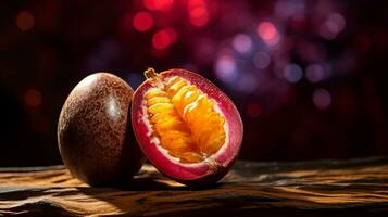foto van cempedak fruit voor de helft tegen een kleurrijk abstract achtergrond. generatief ai