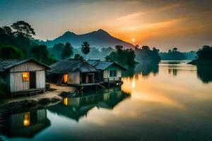 fotograaf - zonsondergang Aan de rivier- door James kim. ai-gegenereerd foto