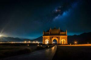 de nacht lucht over- de Indisch monument. ai-gegenereerd foto