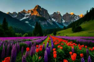 de bloemen van de Alpen, Italië. ai-gegenereerd foto