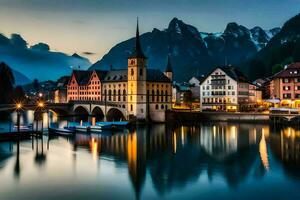 de stad- van hallstatt, Oostenrijk. ai-gegenereerd foto