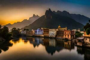 de stad van udaipur, rajasthan, Indië. ai-gegenereerd foto