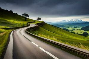 de weg naar de Alpen. ai-gegenereerd foto