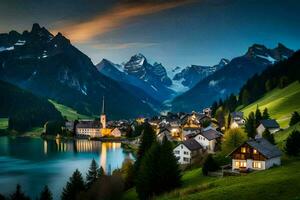 de dorp van alpbach, Zwitserland. ai-gegenereerd foto