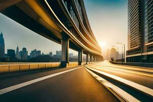 een snelweg met auto's het rijden Aan het. ai-gegenereerd foto