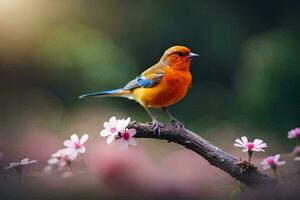 foto behang vogel, de zon, bloemen, de vogel, de vogel, de vogel, de. ai-gegenereerd