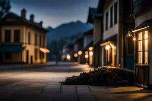 foto behang de nacht, straat, de stad, de lichten, de lichten, de lichten,. ai-gegenereerd