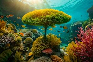 de koraal rif is getoond in deze afbeelding. ai-gegenereerd foto