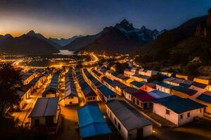 de stad- van Torres del paine Bij nacht. ai-gegenereerd foto