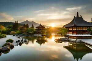 de Japans tuin in Portland, Oregon. ai-gegenereerd foto