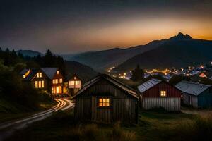 foto behang de lucht, bergen, de nacht, de bergen, de nacht lucht, de bergen. ai-gegenereerd