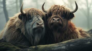 foto van Hart smelten twee yaks met een nadruk Aan uitdrukking van liefde. generatief ai