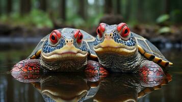 foto van Hart smelten twee schildpadden met een nadruk Aan uitdrukking van liefde. generatief ai