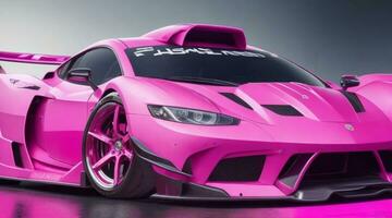 klassiek auto roze behang ai generatief foto