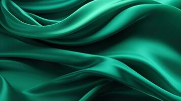 groen zijde draperie. detailopname van kleding textuur. 3d geven illustratie generatief ai foto