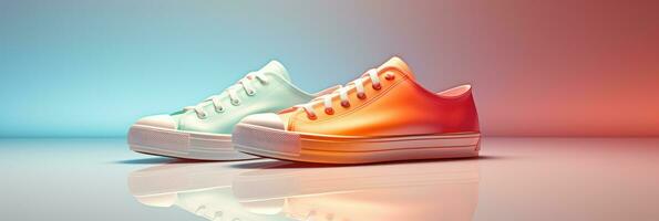 minimalistische ontwerp schoenen een symbool van eenvoud en comfort geïsoleerd Aan een helling achtergrond foto