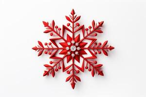 handgemaakt Kerstmis kaart met sneeuwvlok decoraties geïsoleerd Aan een wit achtergrond foto