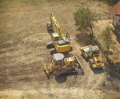 geel tractoren en graafmachines top visie foto