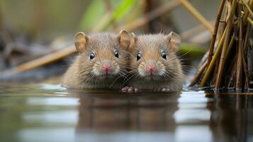 foto van Hart smelten twee muskusratten met een nadruk Aan uitdrukking van liefde. generatief ai