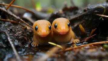 foto van Hart smelten twee salamanders met een nadruk Aan uitdrukking van liefde. generatief ai