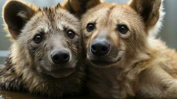 foto van Hart smelten twee hyena's met een nadruk Aan uitdrukking van liefde. generatief ai