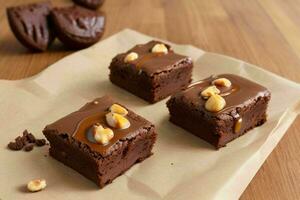 brownies karamel noten. ai generatief pro foto