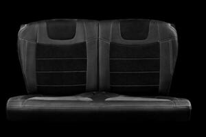 comfortabel dubbele achterzijde passagier auto stoel geïsoleerd Aan zwart achtergrond foto