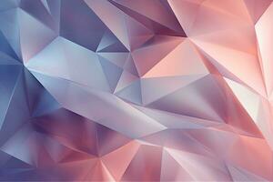 abstract achtergrond van driehoeken in roze en blauw kleuren. vector illustratie, veelhoekige kristallijn oppervlakte met gedempt verloop. meetkundig 3d veroorzaken, ai gegenereerd foto