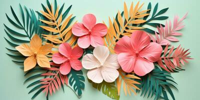 kleurrijk papier tropisch bloeit. ai generatief. foto