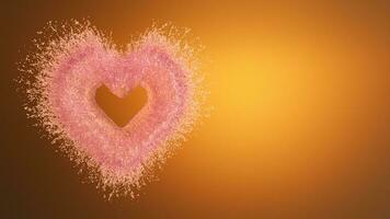 een delicaat en vluchtig roze snoep hart Aan een gouden achtergrond foto