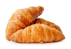 drie stukken van croissant in stack geïsoleerd Aan wit achtergrond met knipsel pad foto