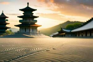 de zand duinen van de Chinese tempel. ai-gegenereerd foto