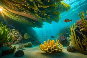 de onderwater- wereld van de koraal rif. ai-gegenereerd foto