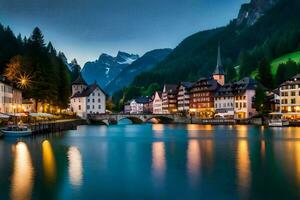 de stad- van hallstatt, Zwitserland. ai-gegenereerd foto