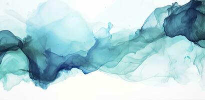 abstract blauw waterverf kunst met inkt plek accenten. ai gegenereerd foto