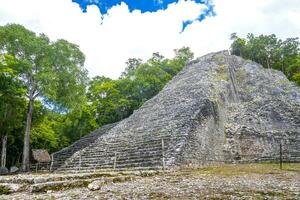 coba Maya ruïnes nohoch mul piramide in tropisch oerwoud Mexico. foto