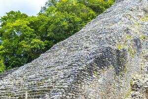 coba Maya ruïnes nohoch mul piramide in tropisch oerwoud Mexico. foto