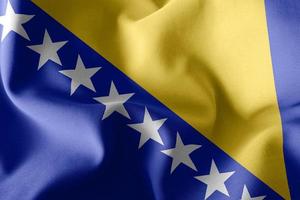 3D-rendering illustratie close-up vlag van Bosnië en herzegovina. foto