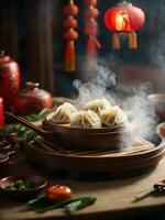 Chinese gestoomd knoedel of shumai foto