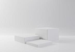 witte rechthoek kubus product showcase tafel op geïsoleerde achtergrond foto