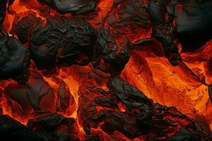 lava gesmolten vulkaan structuur helder contrast. genereren ai foto
