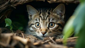 een nieuwsgierig kat afbeelding, een mooi huisdier dier achtergrond afbeelding, ai gegenereerd foto