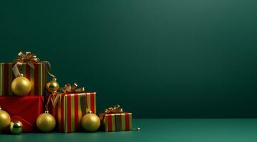 Kerstmis ornamenten met cadeaus en kopiëren ruimte ai generatief foto